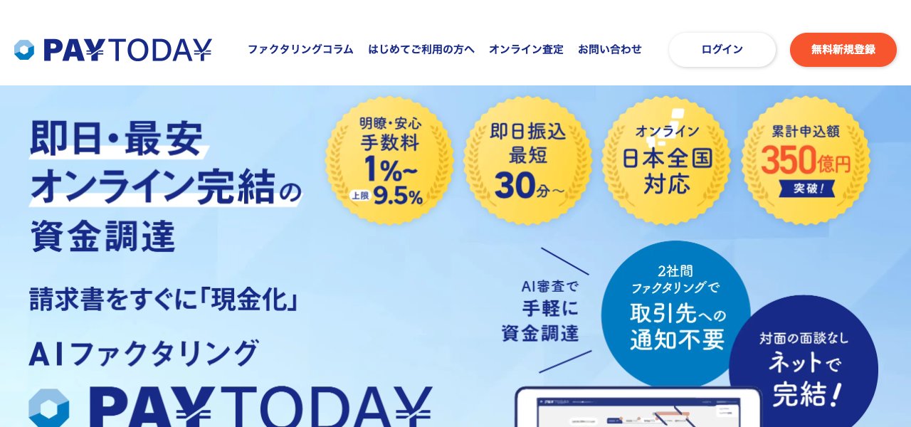 PAYTODAYの公式サイト上部